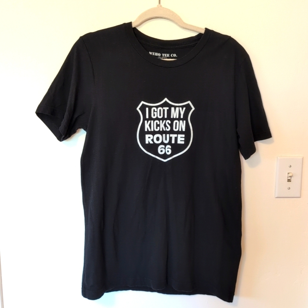 I Got My Kicks On Route 66 T-shirt Medium Black WeHo Tee Co NWOT 100% Cotton